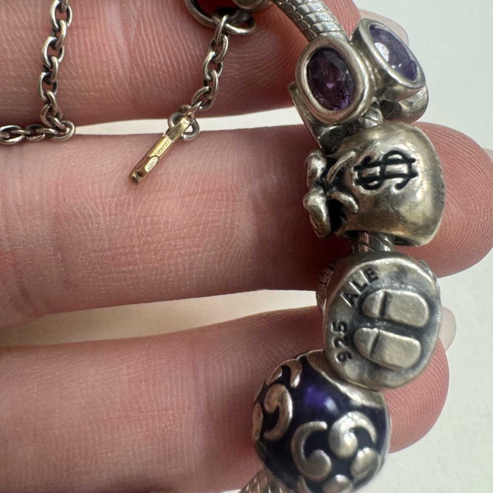 Authentic Vintage Sterling Silver PANDORA Charm Bracelet 6.5" Wrist 52.2g - Picture 14 of 16